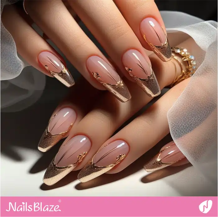 Gold Tips Nail Art for Wedding | French Manicure - NB3610